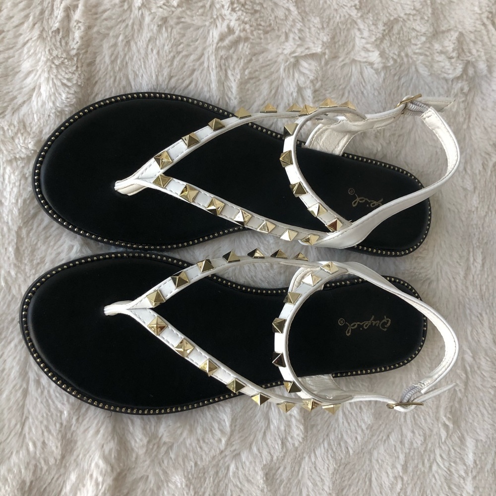 White Studded Gladiator Sandals